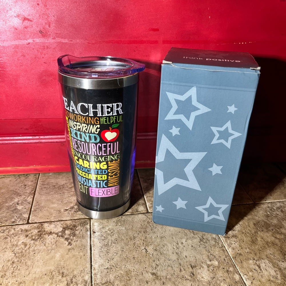 Teacher Tumbler Cup Learning Inspirational School Summer Spring Teach Awesome